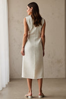 Load image into Gallery viewer, Simple Ivory Pencil Bateau Neck Midi Work Dress
