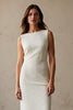 Load image into Gallery viewer, Simple Ivory Pencil Bateau Neck Midi Work Dress