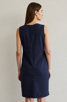 Load image into Gallery viewer, Simple Navy Pencil Round Neck Short Work Dress