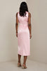 Load image into Gallery viewer, Pink Sheath Satin Midi Work Dress with Sash
