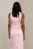 Load image into Gallery viewer, Pink Sheath Satin Midi Work Dress with Sash