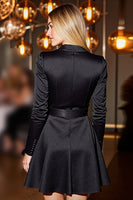 Load image into Gallery viewer, Black Long Sleeves Peak Lapel Short Blazer Dress