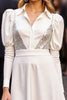 Load image into Gallery viewer, Sparkly White A-Line Collar Short Work Dress with Sleeves