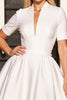 Load image into Gallery viewer, White V-Neck Corset A Line Short Sleeves Work Dress