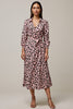 Load image into Gallery viewer, Pink Leopard Printed Long Sleeves Ruched Maxi Work Dress