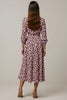 Load image into Gallery viewer, Pink Leopard Printed Long Sleeves Ruched Maxi Work Dress