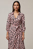 Load image into Gallery viewer, Pink Leopard Printed Long Sleeves Ruched Maxi Work Dress