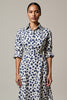 Load image into Gallery viewer, White and Blue Leopard Printed A Line Collar Maxi Work Dress
