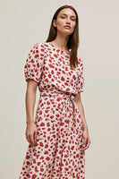 Load image into Gallery viewer, Red Leopard Printed A Line Maxi Work Dress with Short Sleeves