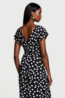Load image into Gallery viewer, Black and White Polka Dots V-Neck A Line Maxi Work Dress