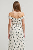 Load image into Gallery viewer, White Printed Off the Shoulder High-Low Work Dress with Slit
