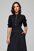 Load image into Gallery viewer, Sparkly Collar Neck Black 2 Piece Blouses and Skirt with Pockets