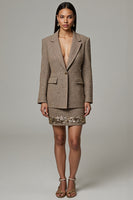 Load image into Gallery viewer, Brown Tweed 2 Piece Notched Lapel Short Business Suits
