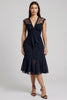 Load image into Gallery viewer, V-Neck Short Navy Chiffon Work Dress with Sash