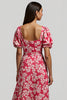 Load image into Gallery viewer, Red A Line V-Neck Long Floral Work Dress with Sleeves