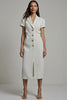 Load image into Gallery viewer, Notched Lapel White Bodycon Midi Blazer Dress with Sleeves