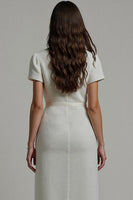 Load image into Gallery viewer, Notched Lapel White Bodycon Midi Blazer Dress with Sleeves