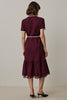 Load image into Gallery viewer, Notched Lapel Burgundy Midi Work Dess with Sleeves