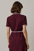 Load image into Gallery viewer, Notched Lapel Burgundy Midi Work Dess with Sleeves