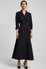 Load image into Gallery viewer, Navy A Line Notched Lapel Long Blazer Dress with Sleeves