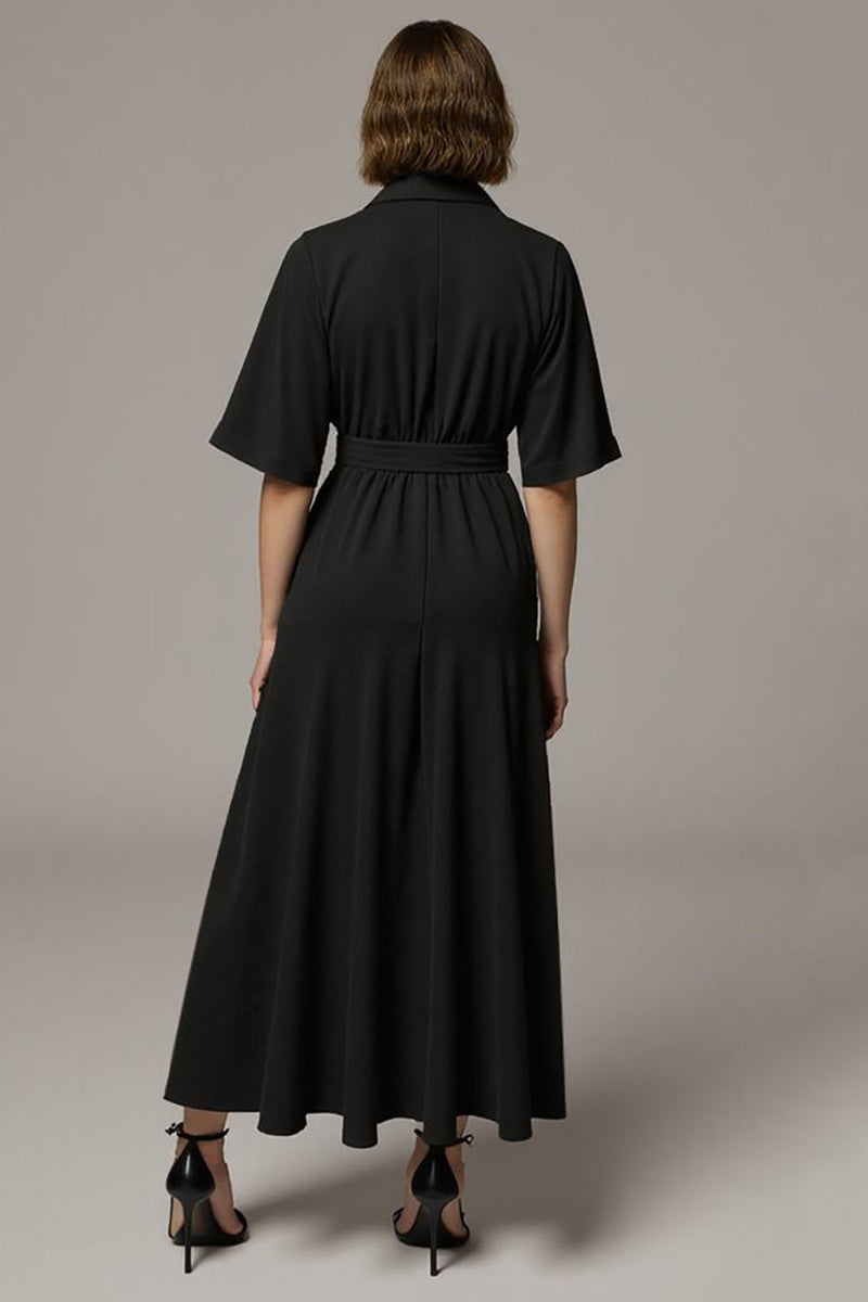 Load image into Gallery viewer, Notched Lapel Black Long Buttons Blazer Dress with Sleeves