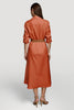 Load image into Gallery viewer, Collar Neck Orange Midi Shirt Work Dress with Belts