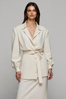 Load image into Gallery viewer, Notched Lapel Ivory 2 Piece Midi Business Suits with Sleeves