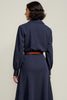 Load image into Gallery viewer, Collar Neck Navy Midi Shirt Work Dress Sleeves with Buttons