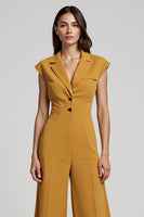 Load image into Gallery viewer, Notched Lapel Yellow Buttons Ankle Length Work Jumpsuits