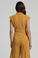 Load image into Gallery viewer, Notched Lapel Yellow Buttons Ankle Length Work Jumpsuits