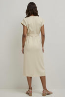 Load image into Gallery viewer, V-Neck Apricot Pencil Midi Work Dress with Sleeves
