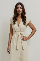 Load image into Gallery viewer, V-Neck Apricot Pencil Midi Work Dress with Sleeves