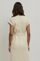 Load image into Gallery viewer, V-Neck Apricot Pencil Midi Work Dress with Sleeves