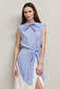 Load image into Gallery viewer, Blue Pencil 2 Piece Bows Midi Blouses and Skirt with Slit