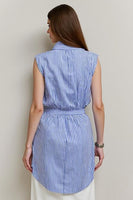 Load image into Gallery viewer, Blue Pencil 2 Piece Bows Midi Blouses and Skirt with Slit