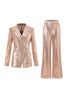 Load image into Gallery viewer, Sparkly Notched Lapel Golden 2 Piece Women Suits with Sleeves
