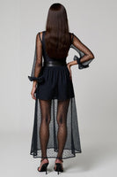 Load image into Gallery viewer, Deep V-Neck A-Line Navy Long Work Dress with Sleeves