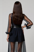 Load image into Gallery viewer, Deep V-Neck A-Line Navy Long Work Dress with Sleeves