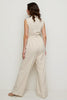 Load image into Gallery viewer, Ivory Notched Lapel Satin Work Jumpsuits