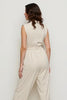 Load image into Gallery viewer, Ivory Notched Lapel Satin Work Jumpsuits