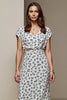 Load image into Gallery viewer, White Blue V-Neck Bodycon Printed Long Wedding Guest Dress