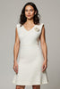 Load image into Gallery viewer, Simple Short White V-Neck Pencil Short Work Dress with 3D Flowers