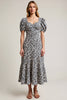 Load image into Gallery viewer, A Line White Black Flower Long Wedding Guest Dress with Sleeves
