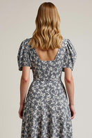 Load image into Gallery viewer, A Line White Black Flower Long Wedding Guest Dress with Sleeves