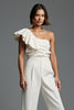 Load image into Gallery viewer, One Shoulder Ivory Work Jumpsuits with Ruffles