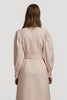 Load image into Gallery viewer, Grey Pink High Neck Pencil Maxi Satin Work Dress with Belts