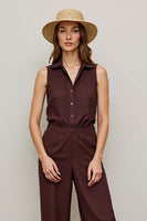Load image into Gallery viewer, Collar Neck Coffee Shirt Buttons Work Jumpsuits
