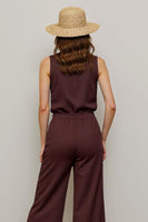 Load image into Gallery viewer, Collar Neck Coffee Shirt Buttons Work Jumpsuits
