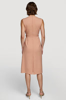 Load image into Gallery viewer, Simple Orange V-Neck Satin Pencil Midi Work Dress