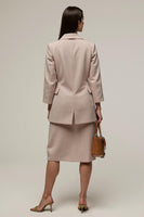 Load image into Gallery viewer, Grey Pink Notched Lapel 2 Piece Pencil Business Suits with Slit